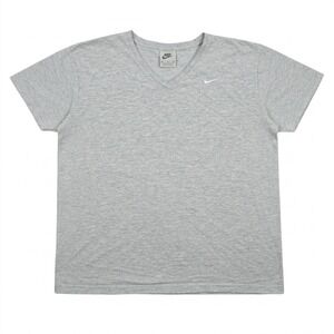 Nike Womens V-Neck T-Shirt Gray Short Sleeve Embroidered Swoosh Logo XL